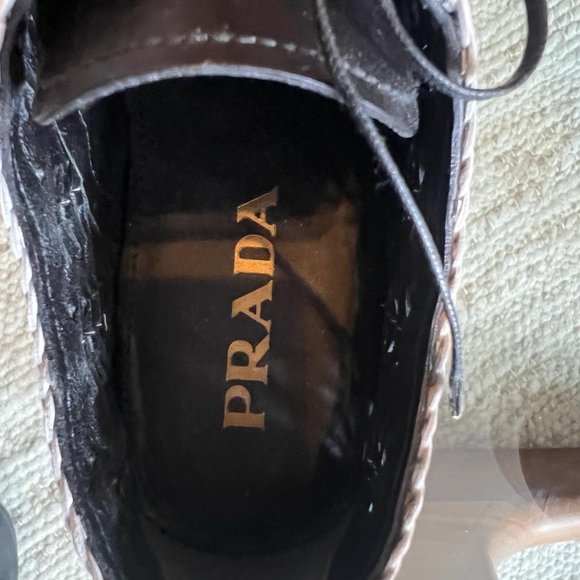 Prada Black/White woven Lace-Up Loafer Moccasins *New with Tags* - Picture 8 of 9